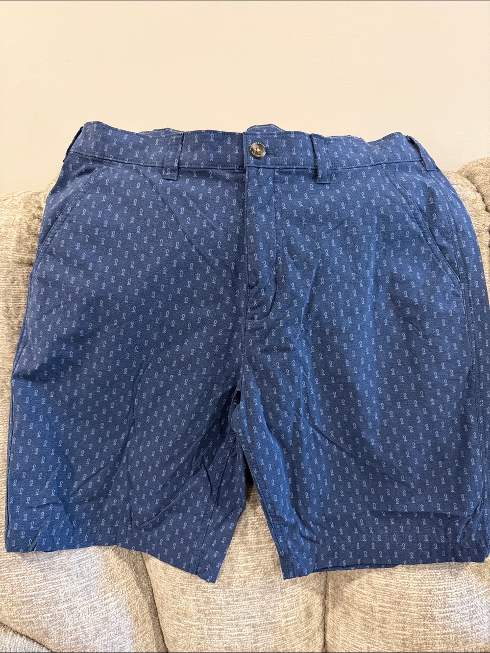 Eddie Bauer Navy Micro-Print Flat-Front Shorts